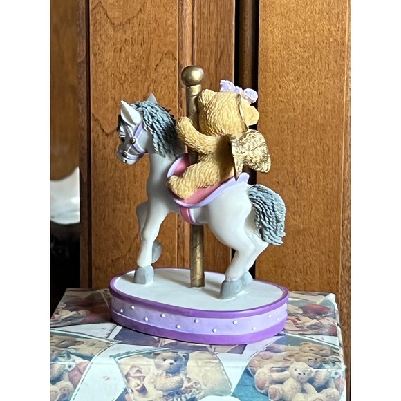 Vintage Cherished Teddies February Monthly Carousel Bear Amethyst Birthstone - Picture 4 of 7